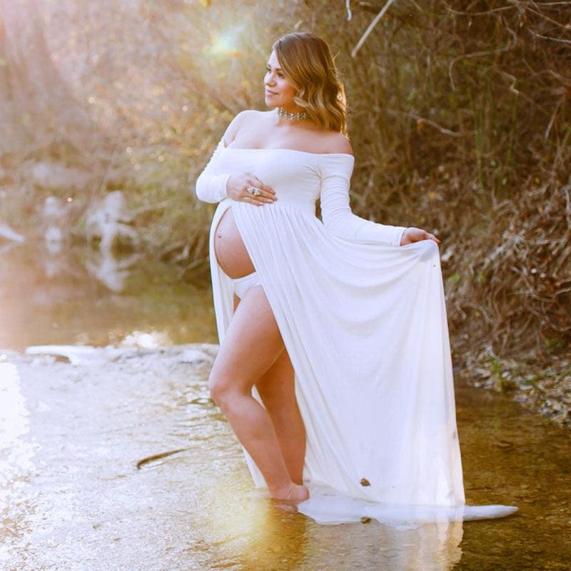 Maternity Dresses For Photo Shoot - Chiffon Pregnancy Dress - Photography Props Maxi Gown (Z6)(Z8)