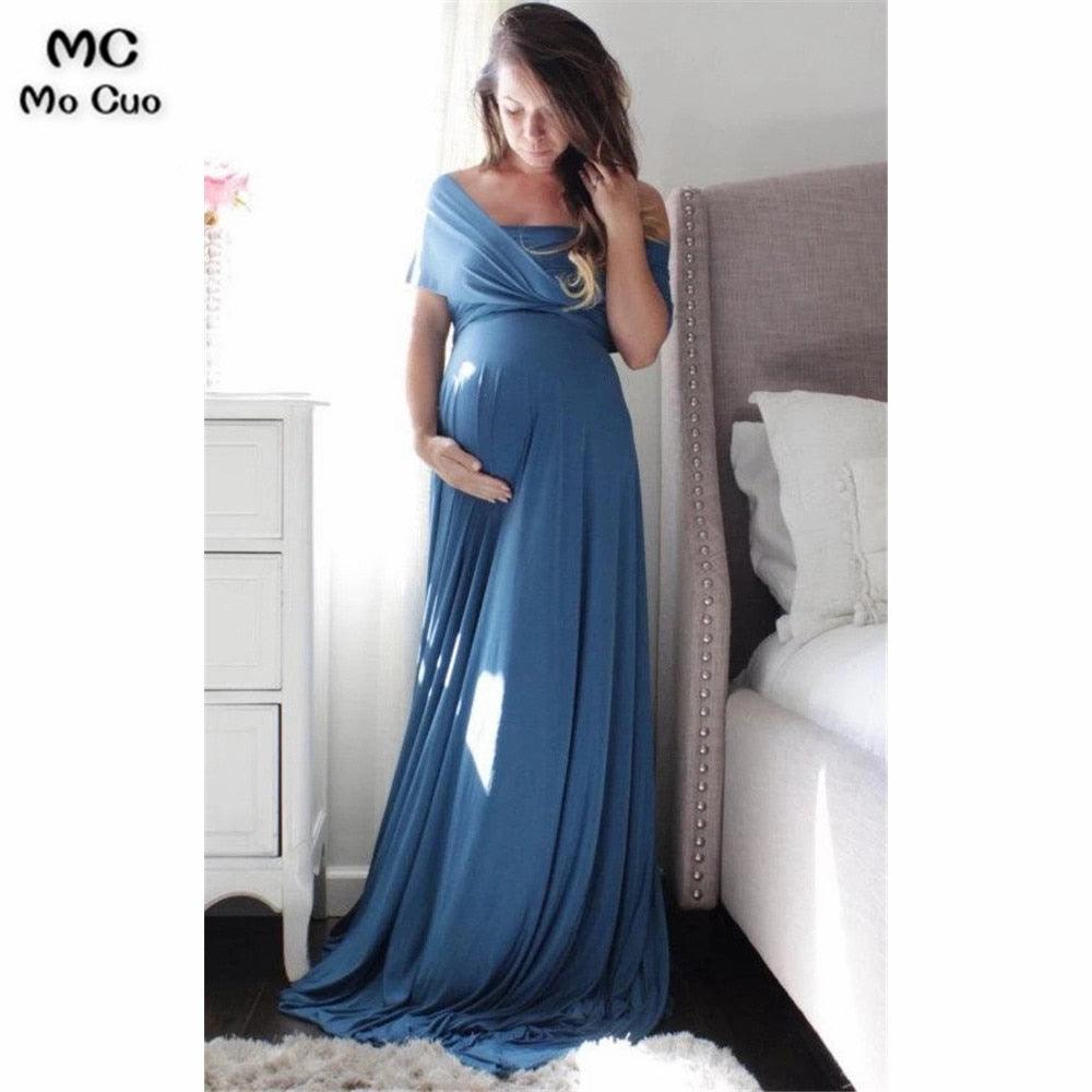 jersey pregnancy dress Blue Ribbed Jersey Maternity Dress