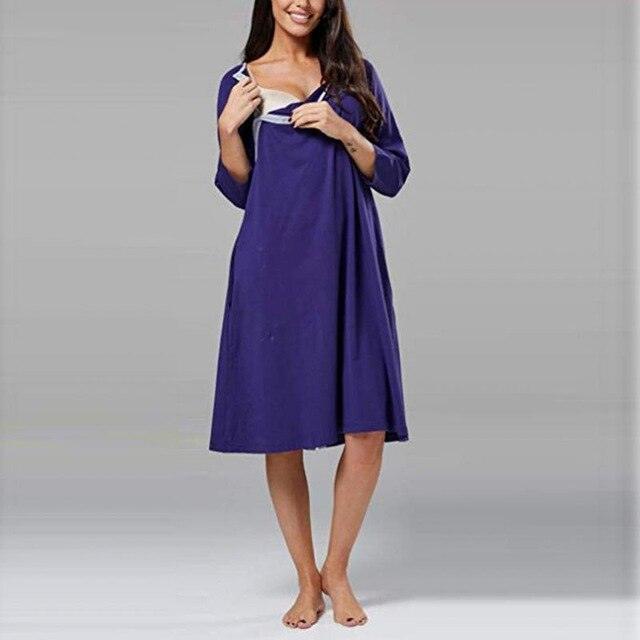 Maternity Labor Gown Nursing Baby Breastfeeding - Nightdress Pregnancy Dress - Maternity Cotton Nightgown Nursing Cover (Z7)(Z6)(2Z1)(6Z1)