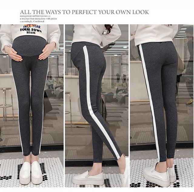 Beautiful Maternity Legging Stripe - Casual Elastic Waist Belly Sports Legging -Pregnant Cotton Pants (2Z7)