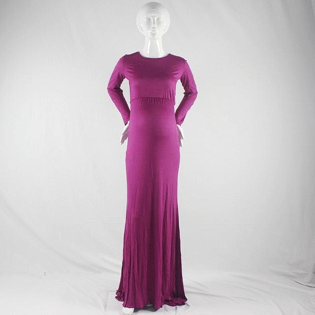 Maternity Long Dresses - Baby Shower - Long Stretchy Maxi Gown Long Sleeve Pregnancy Photography Dress (F5)(Z6)(Z8)(1Z1)(2Z1)(3Z1)