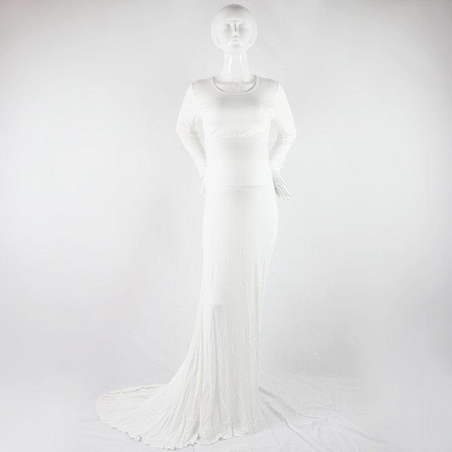 Maternity Long Dresses - Baby Shower - Long Stretchy Maxi Gown Long Sleeve Pregnancy Photography Dress (F5)(Z6)(Z8)(1Z1)(2Z1)(3Z1)