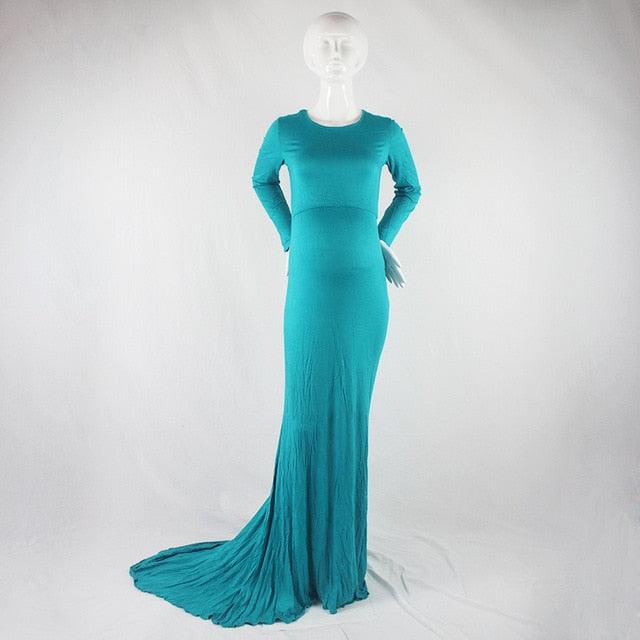 Maternity Long Dresses - Baby Shower - Long Stretchy Maxi Gown Long Sleeve Pregnancy Photography Dress (F5)(Z6)(Z8)(1Z1)(2Z1)(3Z1)