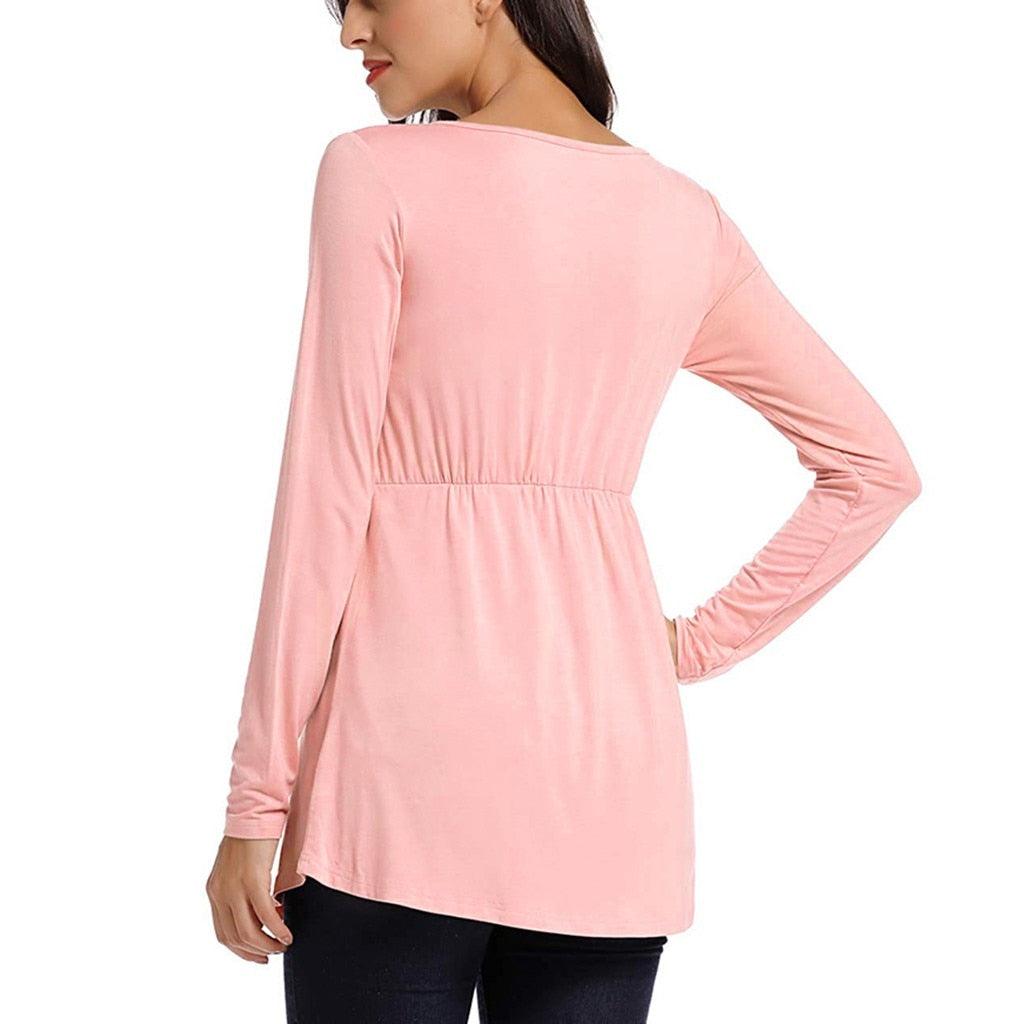 Hot Maternity Women Breastfeeding Blouse Tops - Long Sleeve Solid Nursing Shirt - MaternityPregnancy Blouses (D4)(Z1)