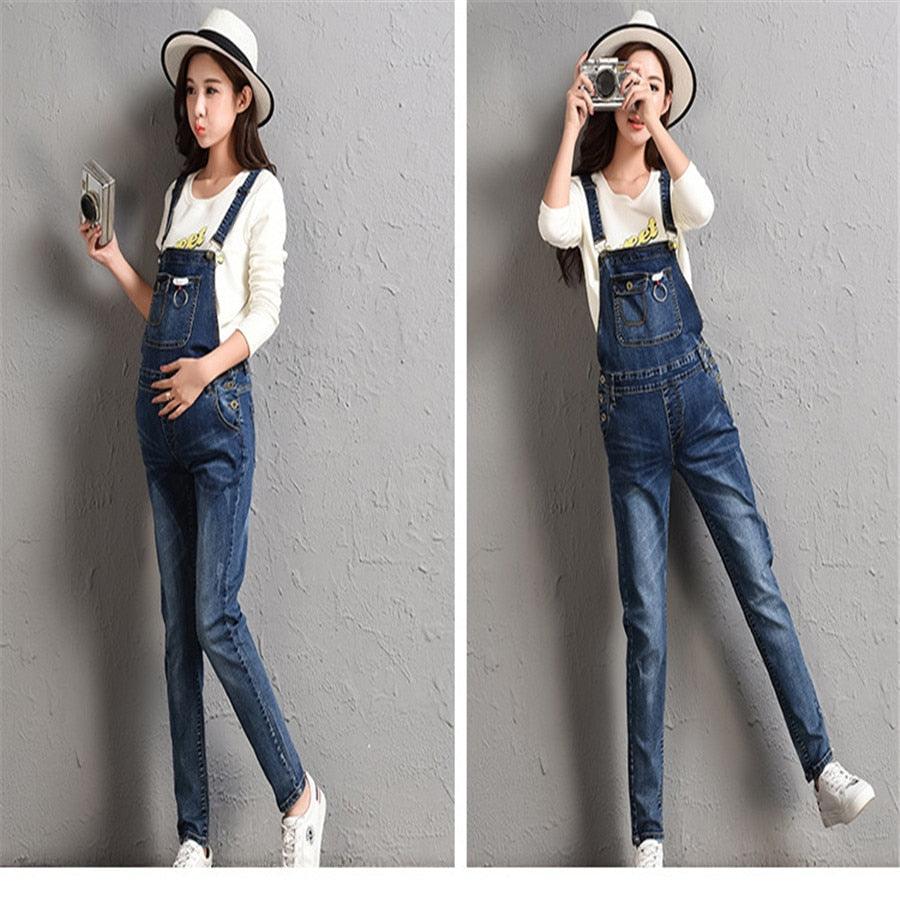 Great Maternity Women Jumpsuits - Casual Rompers Jeans - Adjustable Waist - Pregnancy Belly Care Slim Leg Trousers (Z3)(F4)