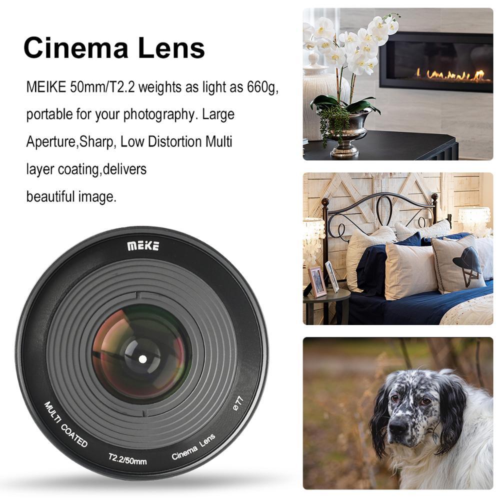 Meike 50mm T2.2 Large Aperture Manual Focus Prime Cine Lens for Olympus Panasonic M43 / for Fujifilm X-Mount / for Sony E-Mount (MC3)(1U54)(F54)