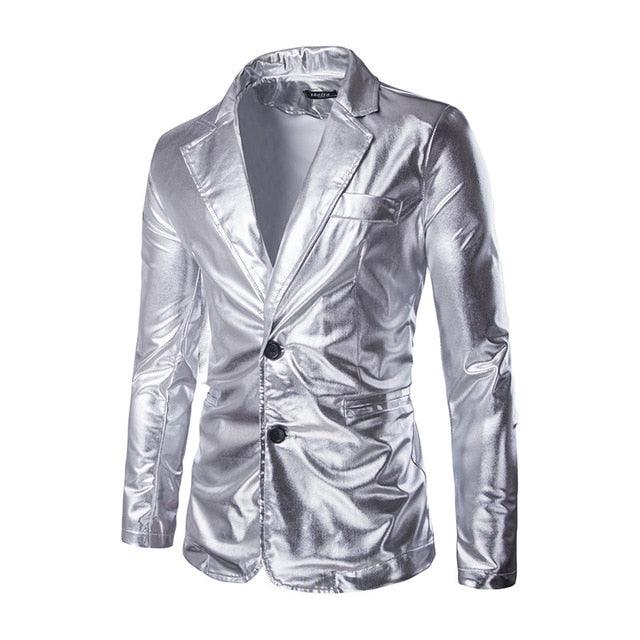 Men 2 Pieces Set - Trouser Plus Size Male Party Costumes Clothing Silver Suits (2U10)(2U11)