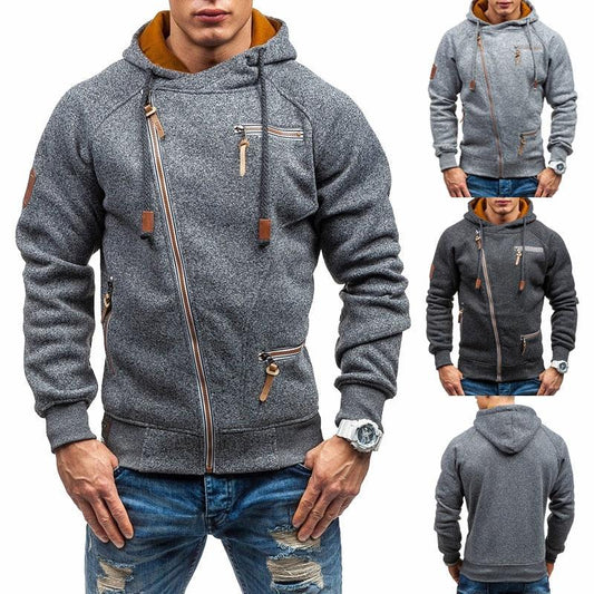 Amazing Men Casual Solid Hoodies - Fashion Plus Size Zipper Hooded Sweatshirt (D100)(TM5)