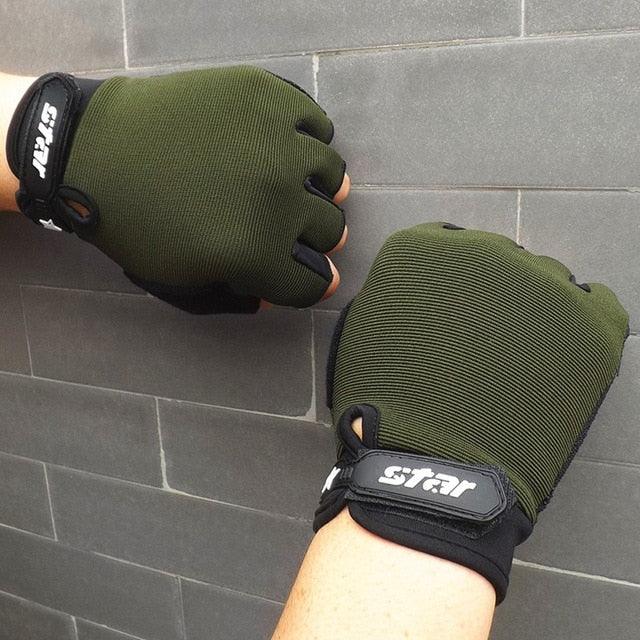 Fashion Gloves - Cycling Bike Fitness Sports Half Finger Gloves (3U87)