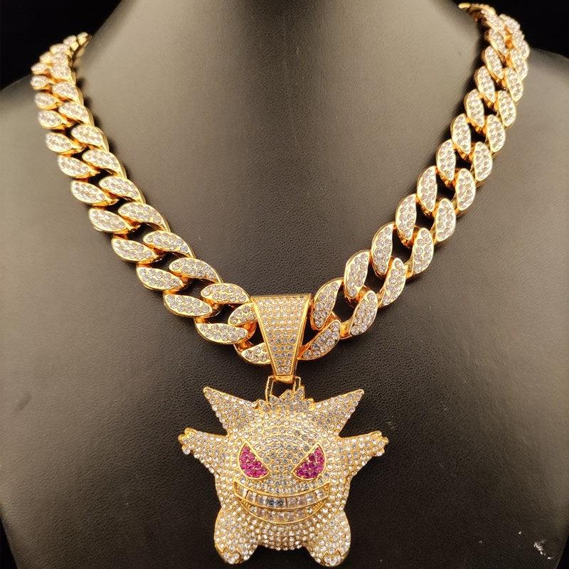 Men Hip Hop Iced Out Bling Bling Pendant With Bracelets - 15mm Width Cuban Chain Necklace Jewelry (MJ2)(MJ4)(F83)
