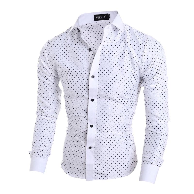 Men's Long Sleeve Star Printing Shirt - Slim Fit Casual Turn Down Collar Shirt (1U8)