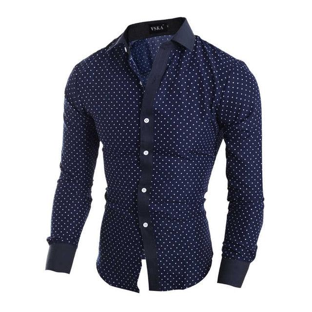 Men's Long Sleeve Star Printing Shirt - Slim Fit Casual Turn Down Collar Shirt (1U8)
