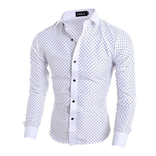 Men's Long Sleeve Star Printing Shirt - Slim Fit Casual Turn Down Collar Shirt (1U8)