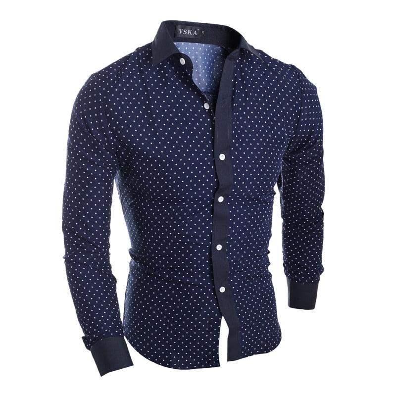 Men's Long Sleeve Star Printing Shirt - Slim Fit Casual Turn Down Collar Shirt (1U8)
