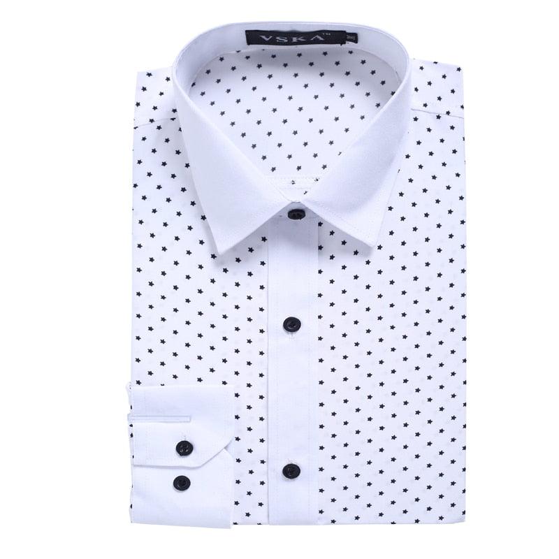 Men's Long Sleeve Star Printing Shirt - Slim Fit Casual Turn Down Collar Shirt (1U8)
