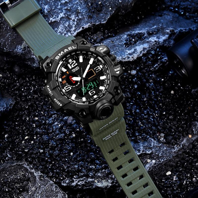 Men Military Watch - 50m Waterproof Wristwatch LED Quartz Clock - Sport Watch (1U84)