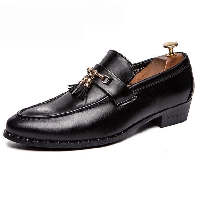 Men's Pointed Formal Oxfords Moccasins Shoes - Flats Leather Brogue Business Casual Party (MSF3)