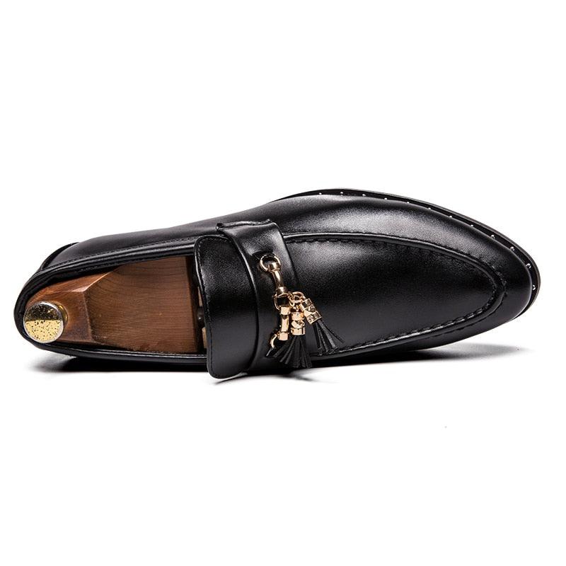 Men's Pointed Formal Oxfords Moccasins Shoes - Flats Leather Brogue Business Casual Party (MSF3)