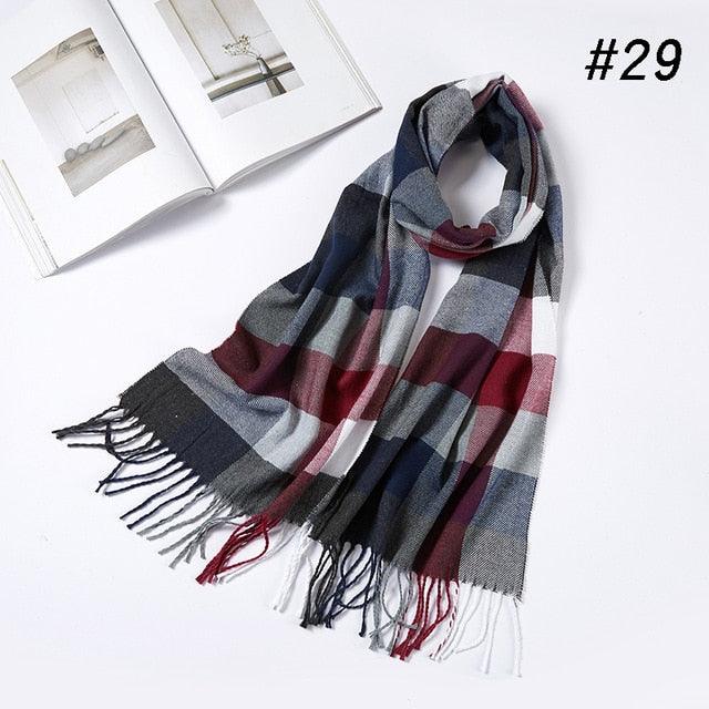 Men Plaid Check Warm Unisex Small Size 180*30cm Brand Designer Winter Cashmere Scarves (MA7)