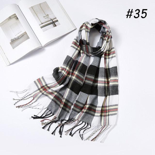 Men Plaid Check Warm Unisex Small Size 180*30cm Brand Designer Winter Cashmere Scarves (MA7)