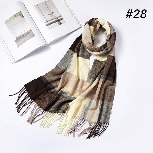 Men Plaid Check Warm Unisex Small Size 180*30cm Brand Designer Winter Cashmere Scarves (MA7)