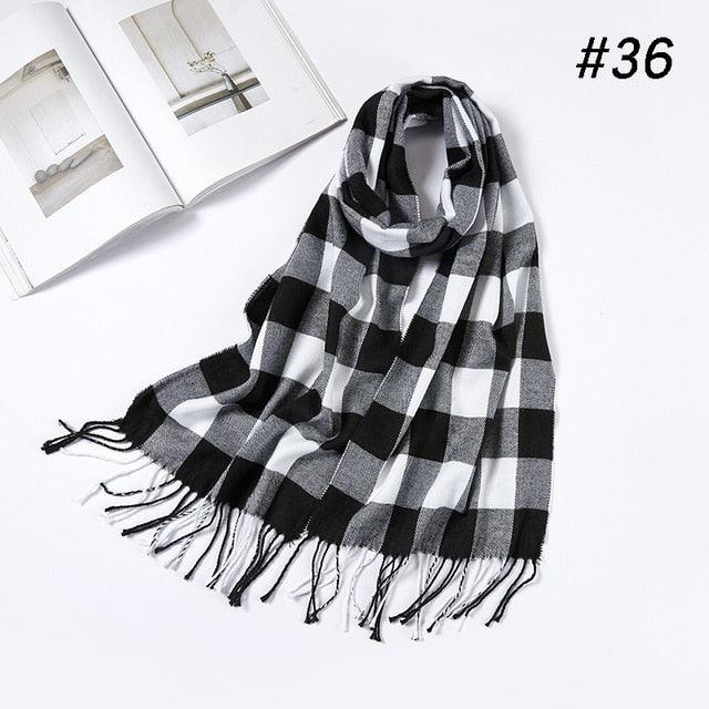 Men Plaid Check Warm Unisex Small Size 180*30cm Brand Designer Winter Cashmere Scarves (MA7)