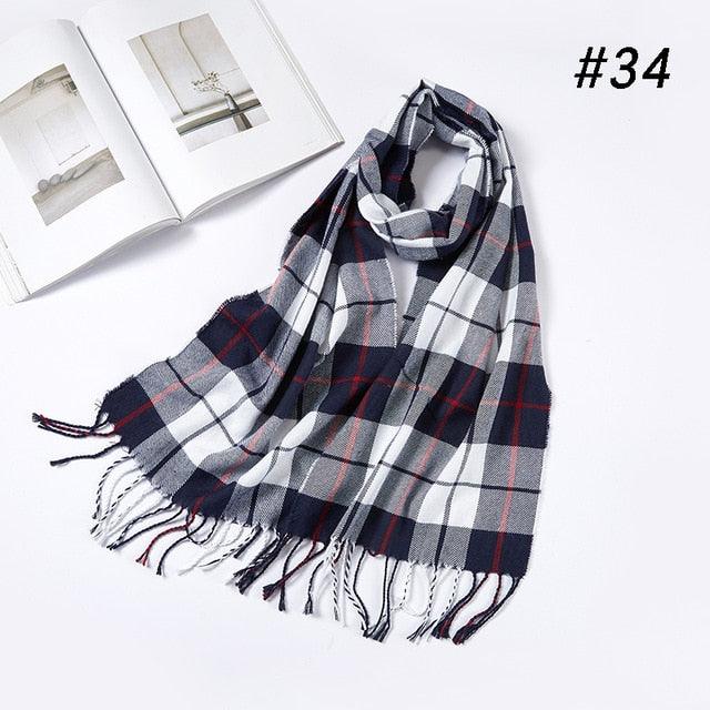 Men Plaid Check Warm Unisex Small Size 180*30cm Brand Designer Winter Cashmere Scarves (MA7)