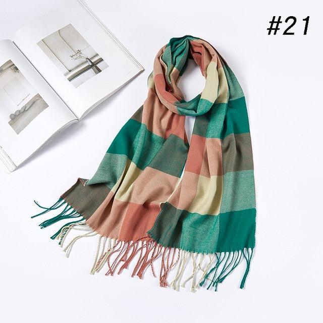 Men Plaid Check Warm Unisex Small Size 180*30cm Brand Designer Winter Cashmere Scarves (MA7)
