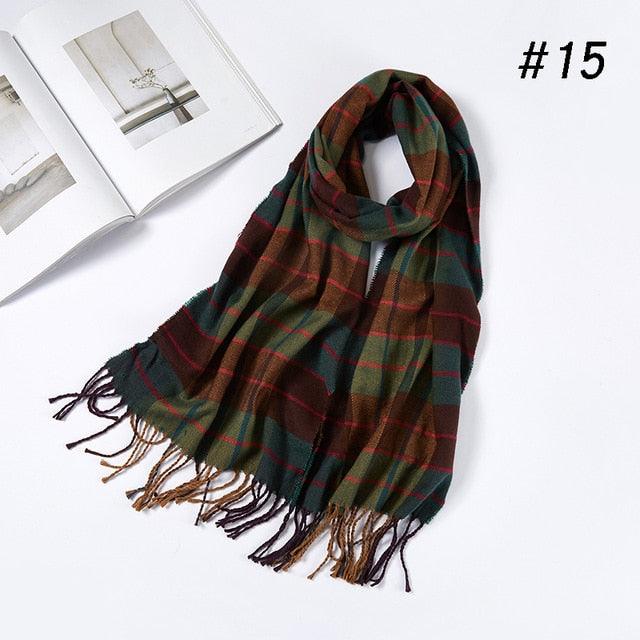 Men Plaid Check Warm Unisex Small Size 180*30cm Brand Designer Winter Cashmere Scarves (MA7)
