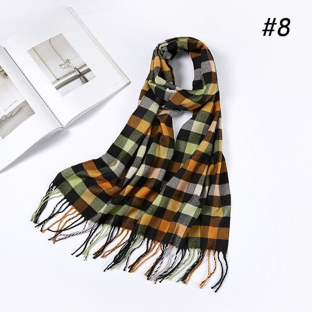 Men Plaid Check Warm Unisex Small Size 180*30cm Brand Designer Winter Cashmere Scarves (MA7)