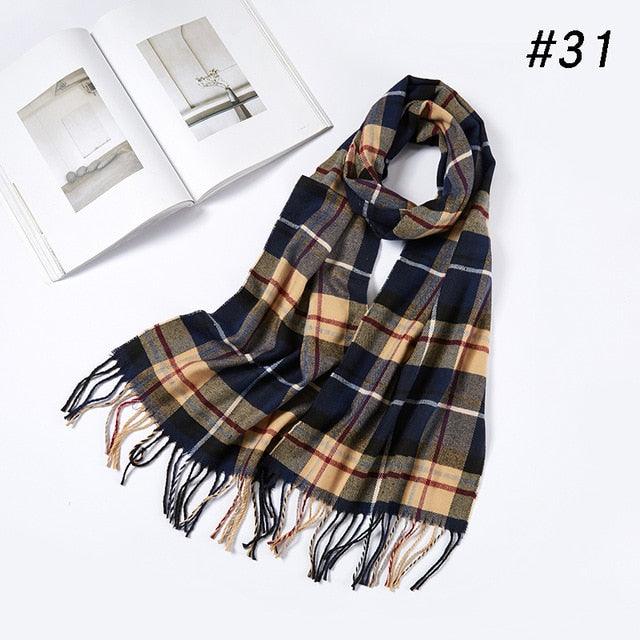 Men Plaid Check Warm Unisex Small Size 180*30cm Brand Designer Winter Cashmere Scarves (MA7)