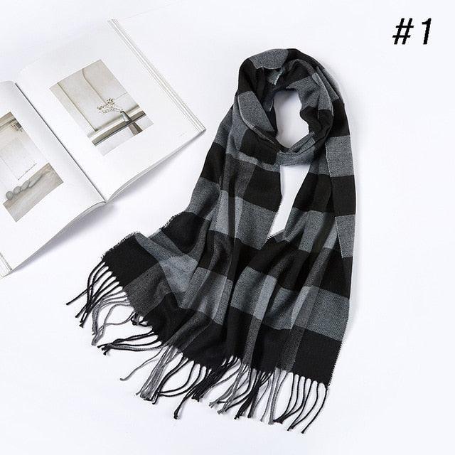 Men Plaid Check Warm Unisex Small Size 180*30cm Brand Designer Winter Cashmere Scarves (MA7)