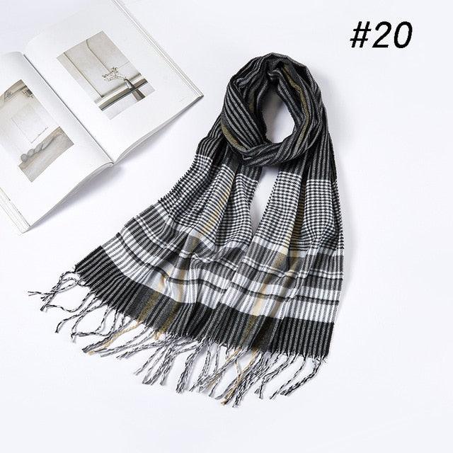 Men Plaid Check Warm Unisex Small Size 180*30cm Brand Designer Winter Cashmere Scarves (MA7)