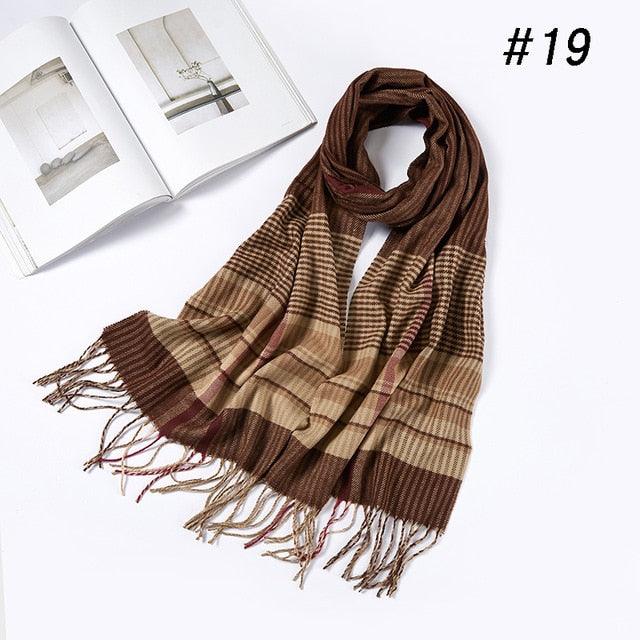 Men Plaid Check Warm Unisex Small Size 180*30cm Brand Designer Winter Cashmere Scarves (MA7)