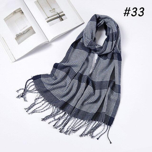 Men Plaid Check Warm Unisex Small Size 180*30cm Brand Designer Winter Cashmere Scarves (MA7)