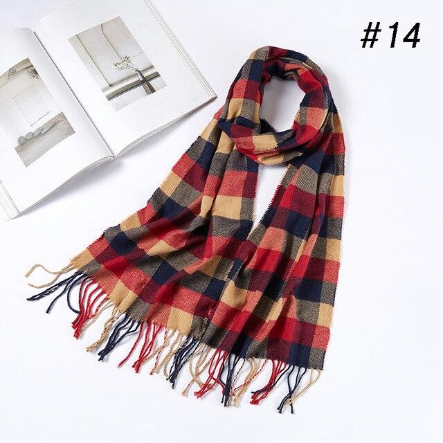 Men Plaid Check Warm Unisex Small Size 180*30cm Brand Designer Winter Cashmere Scarves (MA7)