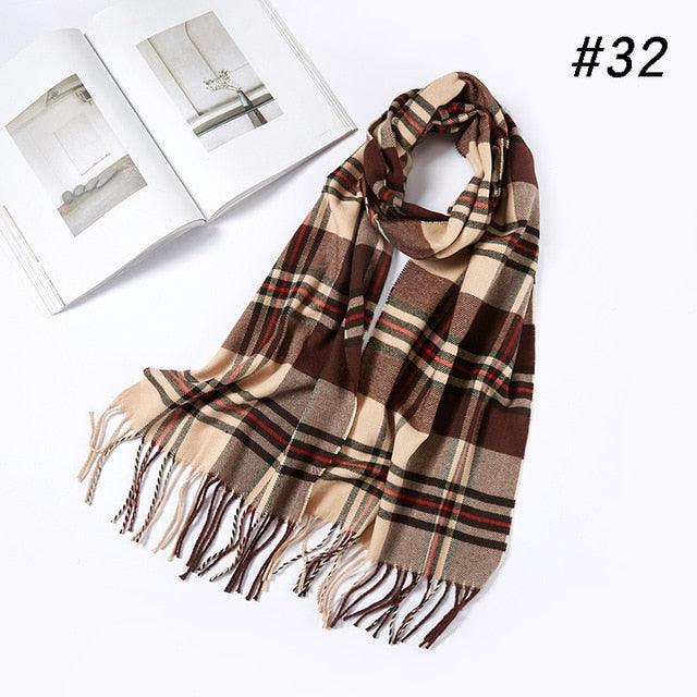 Men Plaid Check Warm Unisex Small Size 180*30cm Brand Designer Winter Cashmere Scarves (MA7)