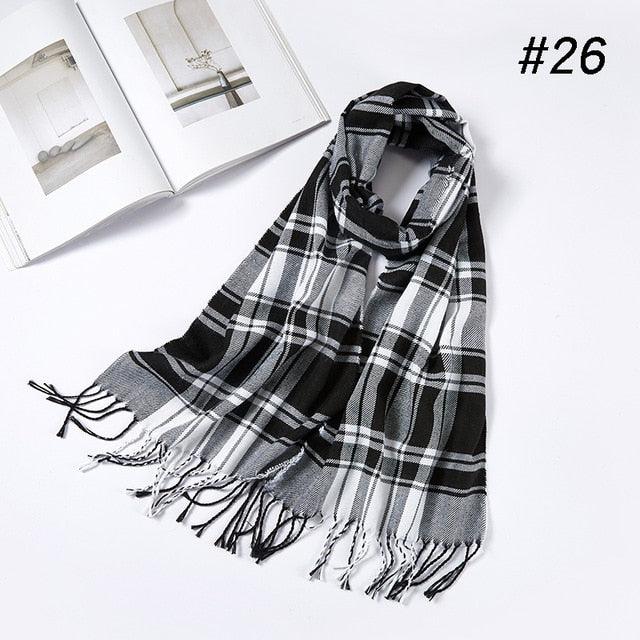 Men Plaid Check Warm Unisex Small Size 180*30cm Brand Designer Winter Cashmere Scarves (MA7)