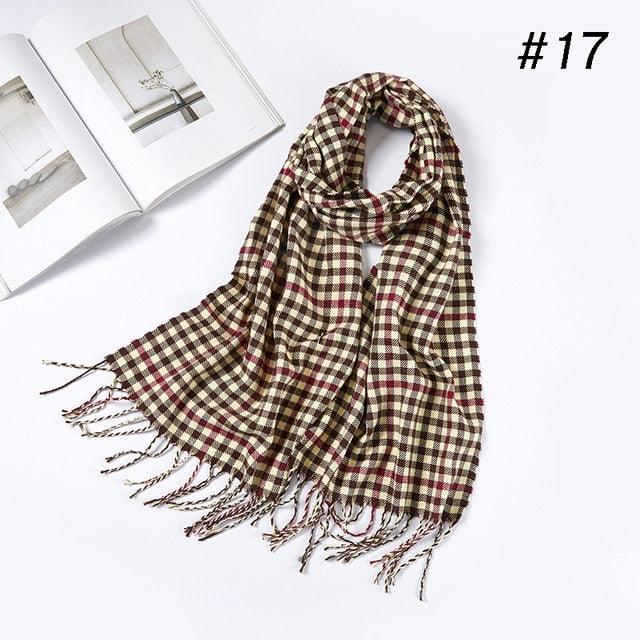 Men Plaid Check Warm Unisex Small Size 180*30cm Brand Designer Winter Cashmere Scarves (MA7)