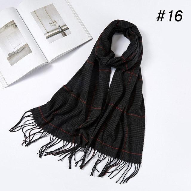 Men Plaid Check Warm Unisex Small Size 180*30cm Brand Designer Winter Cashmere Scarves (MA7)