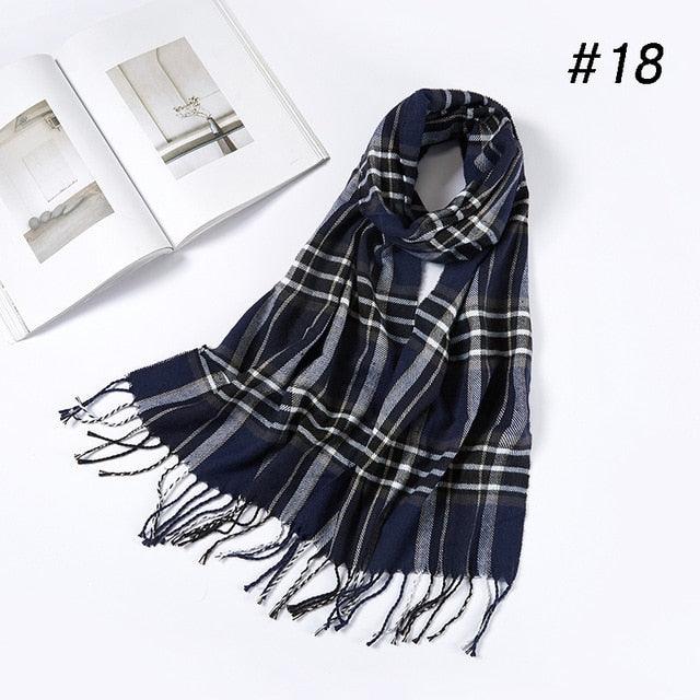 Men Plaid Check Warm Unisex Small Size 180*30cm Brand Designer Winter Cashmere Scarves (MA7)