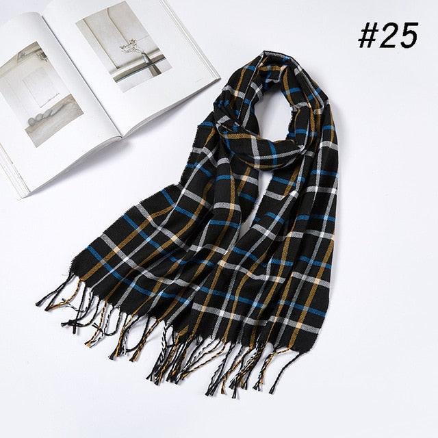 Men Plaid Check Warm Unisex Small Size 180*30cm Brand Designer Winter Cashmere Scarves (MA7)