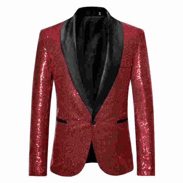 Trending Men's Jacket Blazer - Slim Fit Golden Suit Jacket Shinning Club Outfit - Party Outwear (2U10)(2U11)