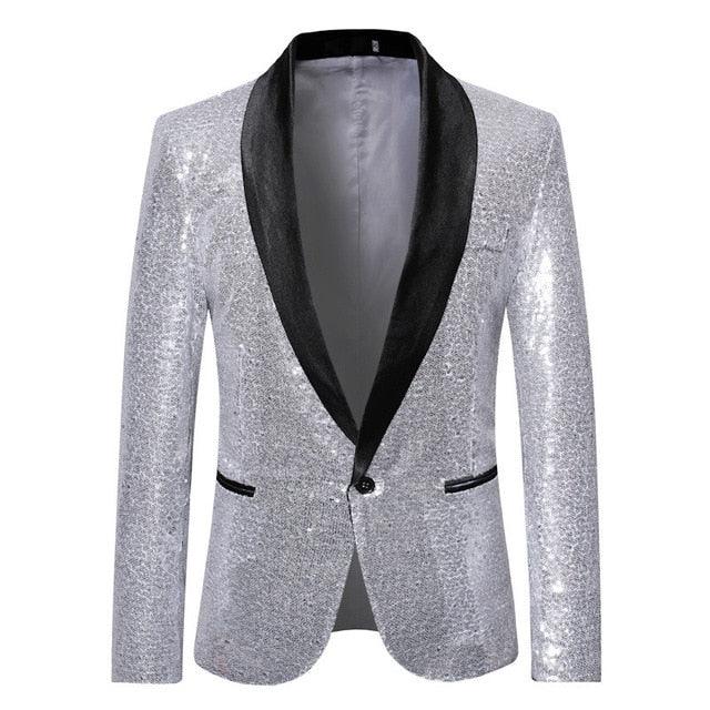 Trending Men's Jacket Blazer - Slim Fit Golden Suit Jacket Shinning Club Outfit - Party Outwear (2U10)(2U11)
