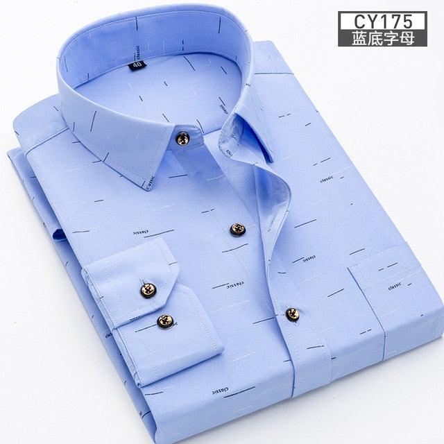 Great Men Shirt Long Sleeve Floral Printing Plaid Fashion Pocket Casual Shirts - 100% Polyester Soft Comfortable (TM1)(T2G)