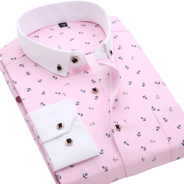 Great Men Shirt Long Sleeve Floral Printing Plaid Fashion Pocket Casual Shirts - 100% Polyester Soft Comfortable (TM1)(T2G)