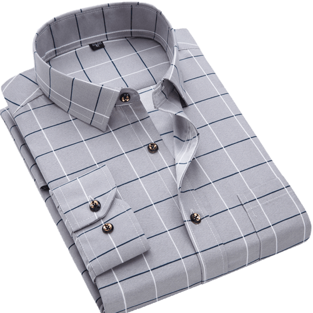 Great Men Shirt Long Sleeve Floral Printing Plaid Fashion Pocket Casual Shirts - 100% Polyester Soft Comfortable (TM1)(T2G)