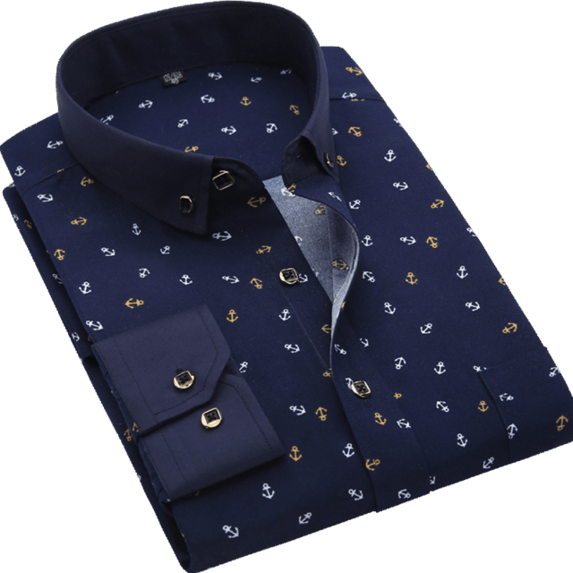 Great Men Shirt Long Sleeve Floral Printing Plaid Fashion Pocket Casual Shirts - 100% Polyester Soft Comfortable (TM1)(T2G)