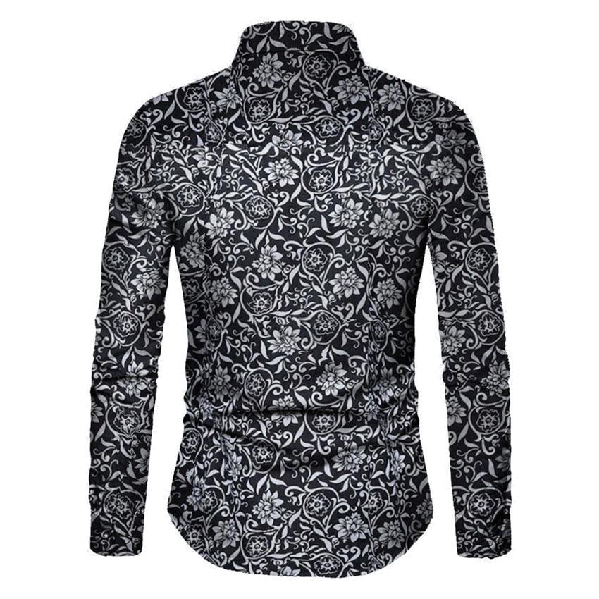 Great Men Shirt - Long Sleeve Top Floral Male Casual Shirts - Summer Autumn Shirts (2U8)(2U11)