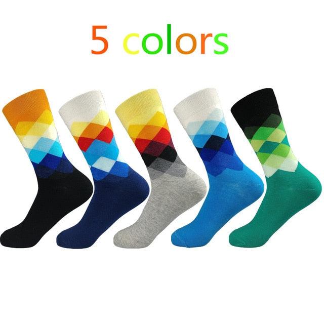 Great Men Socks - Standard Casual Cotton Socks - Diamond Pattern (TG8)